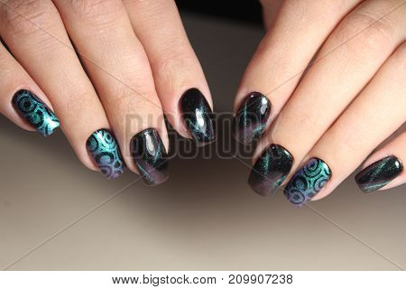 Finished Purple Shellac Manicure