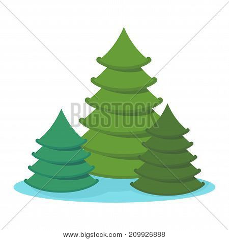 Christmas tree vector icon set. Congratulatory decoration for new year and Xmas. Pictogram for holiday card booklet brochure and website. Flat cartoon illustration isolated on white background.
