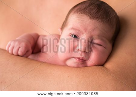 Happy cute baby. Maternity concept. Soft image of beautiful family.