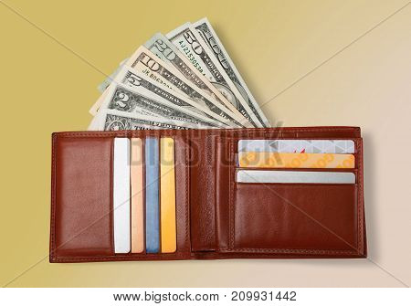 Money cards wallet table color objects background