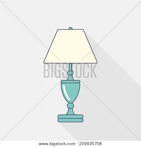 Classic table lamp. Flat stroke design Vector illustration
