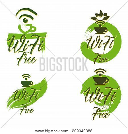 Cafe Vegan Internet cafe WiFi vector design