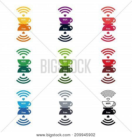 Set Internet cafe WiFi Cafe poster design vector illustration
