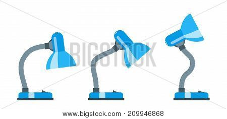 Office desk lamp. Several options of an inclination. Flat design Vector illustration