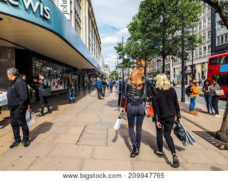People In Oxford Street In London, Hdr