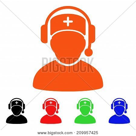 Doctor Call Center icon. Vector illustration style is a flat iconic doctor call center symbol with black, orange, red, green, blue color versions. Designed for web apps and software interfaces.