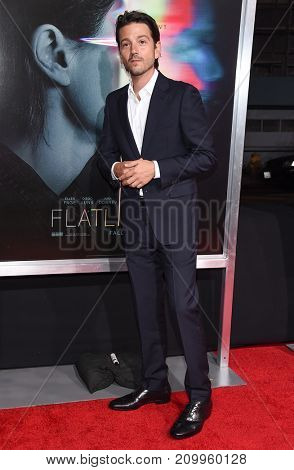 LOS ANGELES - SEP 27:  Diego Luna arrives for the 'Flatliners' World Premiere on September 27, 2017 in Los Angeles, CA
