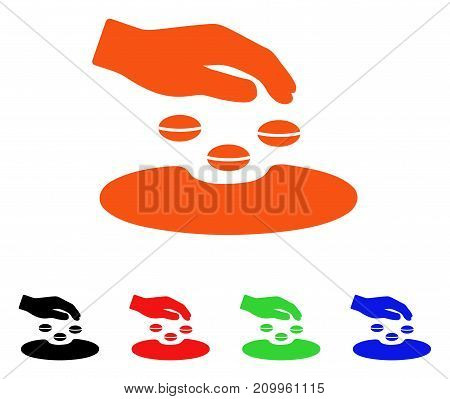 Sow Seeds icon. Vector illustration style is a flat iconic sow seeds symbol with black, orange, red, green, blue color versions. Designed for web apps and software interfaces.