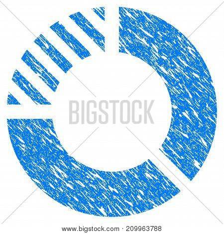 Grunge Pie Chart icon with scratched design and scratched texture. Unclean vector blue Pie Chart pictogram for rubber seal stamp imitations and watermarks. Draft sticker symbol.