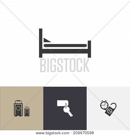 Set Of 4 Editable Journey Icons. Includes Symbols Such As Luggage, Rest Time, Mattress And More