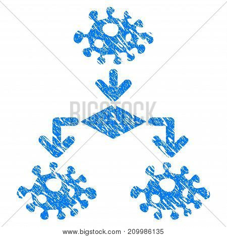 Grunge Epidemic Growth Scheme icon with scratched design and dirty texture. Unclean vector blue Epidemic Growth Scheme pictogram for rubber seal stamp imitations and watermarks. Draft sign symbol.