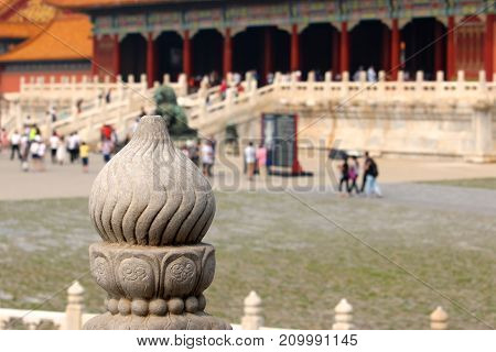 Forbidden City in Beijing where tourists explore the site.