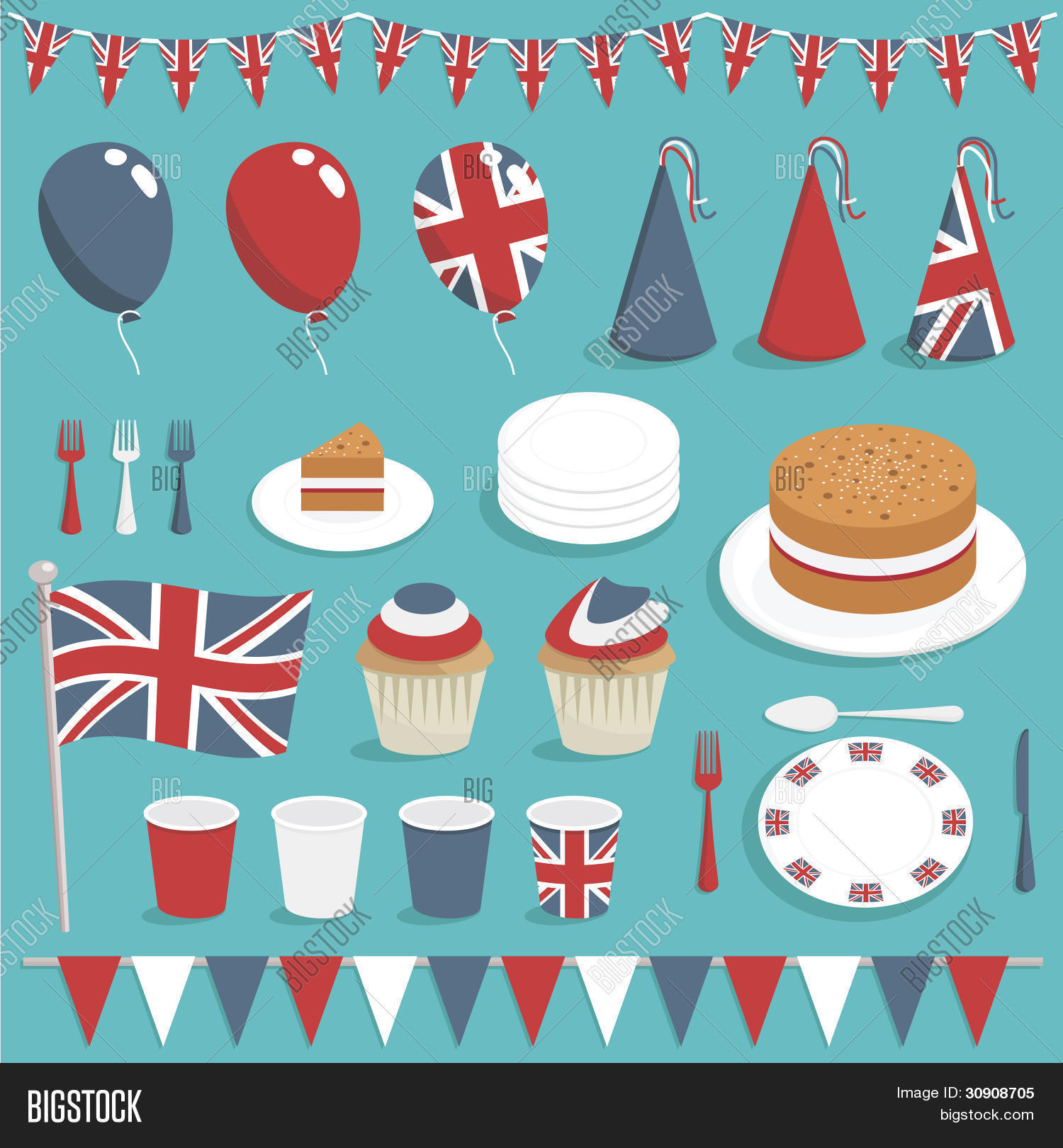 Uk Party Set Vector &amp; Photo (Free Trial) | Bigstock