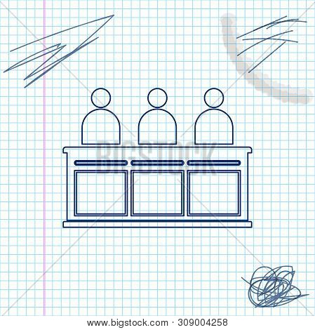 Jurors Line Sketch Icon Isolated On White Background. Vector Illustration