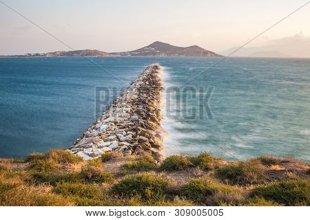 View On The Portara In Naxos, Aegean In Greece