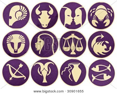 Set of Zodiac symbols. Isolated on white