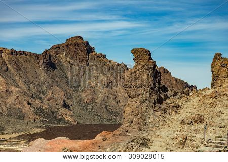 Famous View Of Pregnant Bear Mountain Near Volcano Teide On Tenerife. Beautiful Landscape In The Nat