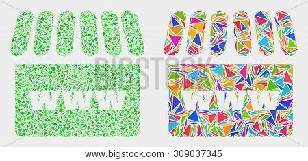 Webshop Collage Icon Of Triangle Items Which Have Variable Sizes And Shapes And Colors. Geometric Ab