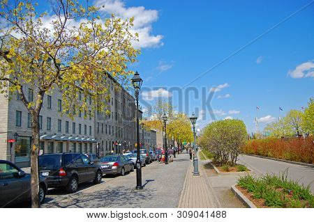 Montreal - May 3, 2009: Historic Buildings On Rue De La Commune In Old Montreal, Quebec, Canada.