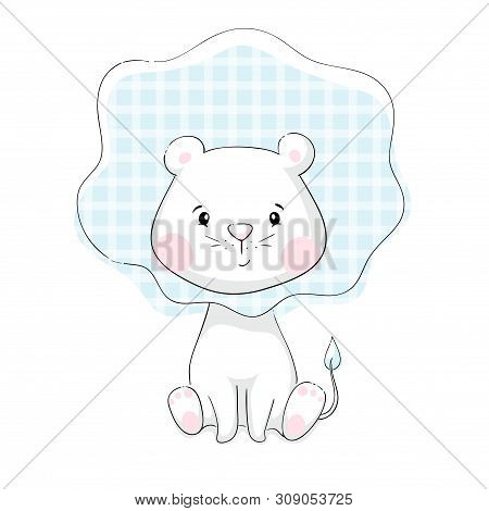 Lion Baby Cute Print. Sweet Tiny Animal. Little Animal Illustration For Nursery T-shirt, Kids Appare