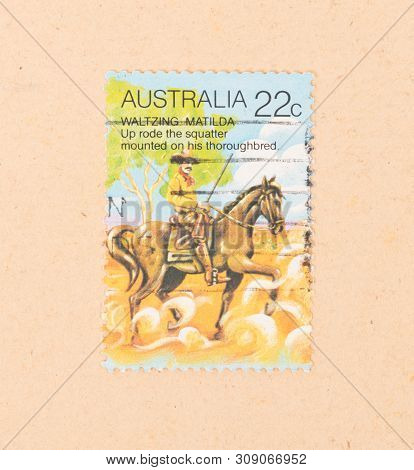 Australia - Circa 1980: A Stamp Printed In Australia Shows A Scene Of Waltzing Matilda, Circa 1980