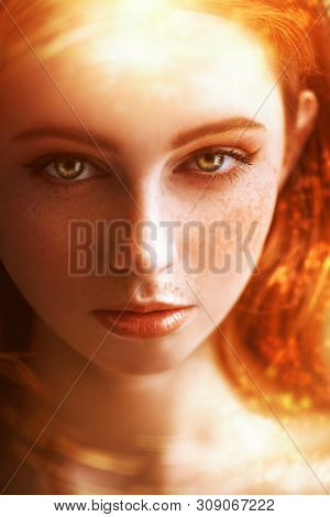 A close up portrait of a lovely mysterious girl. Beauty, cosmetics.