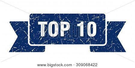 Top 10 Grunge Ribbon. Top 10 Sign. Top 10 Banner