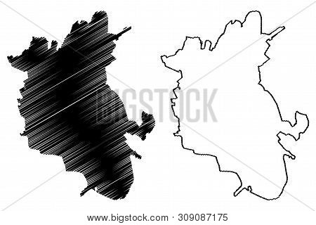 Almaty City (republic Of Kazakhstan, Regions Of Kazakhstan) Map Vector Illustration, Scribble Sketch