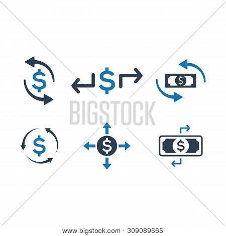 Beautiful, Meticulously Designed Money Transaction Icon Set Blue Version