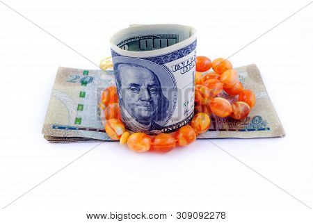 Kingdom Of Bahrain Currency On White Background Isolated