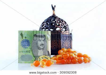 Kingdom Of Bahrain Currency On White Background Isolated