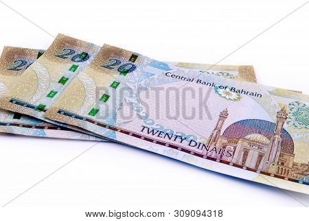 Kingdom Of Bahrain Currency On White Background Isolated