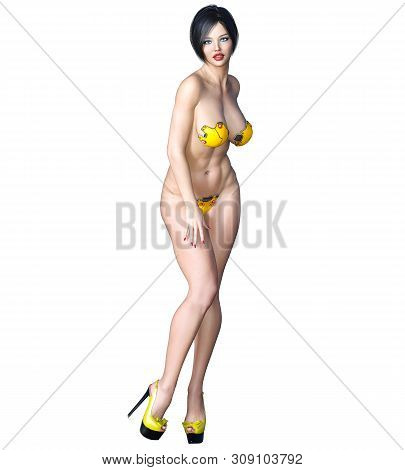 Tall Sexy Woman Minimalist Futuristic Lingerie.metal Bra Panties.conceptual Fashion Art.seductive Ca
