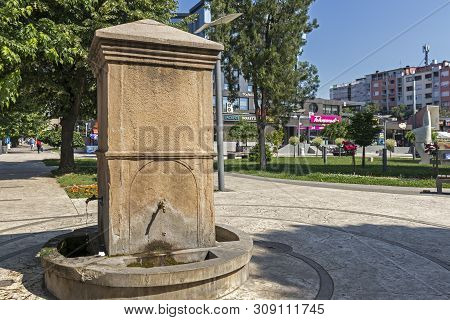 Pirot, Serbia - June 15, 2019: Central Square And Building At The Center Of Town Of Pirot, Southern 