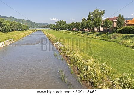 Pirot, Serbia - June 15, 2019: River Nishava, Passing Through The Town Of Pirot, Southern And Easter