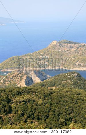 Assos, Kefalonia, Greece - September 8, 2012: Amazing Panorama Of Assos Village, Kefalonia, Ionian I