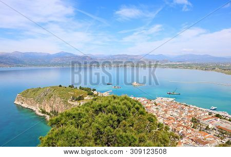 Scenery From Above Of Nafplio Town Argolis Greece - Drone View - Greek Famous Destination