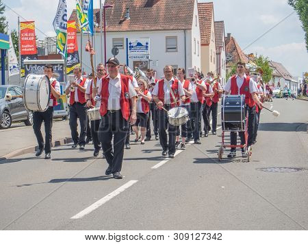 Kirchheimbolanden, Rheinland-pfalz, Germany-06 23 2019: Holiday Parade On Streets Of German Town Dur