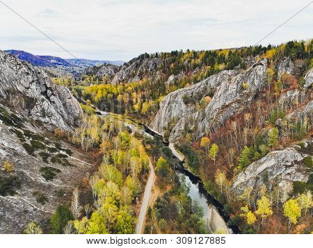 Muradymovskoe Gorge, Bashkiria, Southern Urals, Russia, Top View.