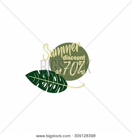 Vector Icon - Summer Big Discount Of  70% Of The  Leaf Monstera. Black Friday - Shopping Day. Stylis