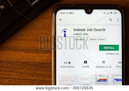 Ivanovsk, Russia - June 26, 2019: Indeed Job Search App On The Display Of Smartphone Or Tablet.