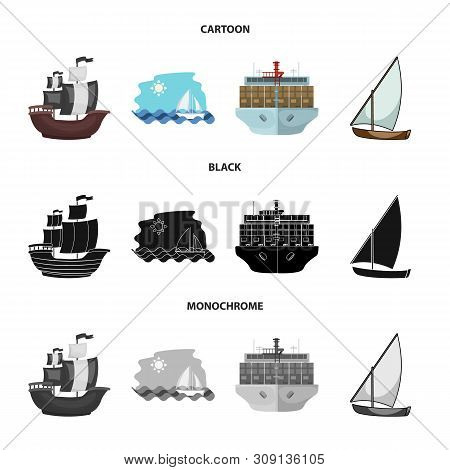 Vector Illustration Of Yacht And Ship Logo. Collection Of Yacht And Cruise Vector Icon For Stock.