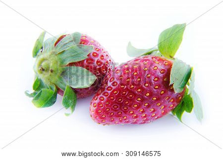 Fresh Strawberry Isolated On White Isolated Background