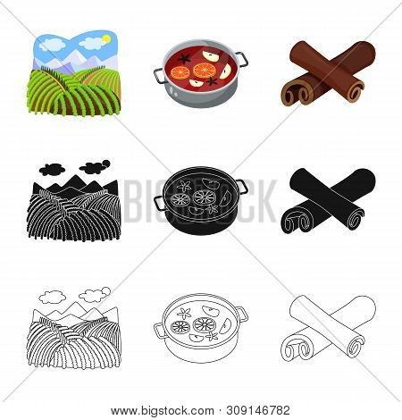 Vector Design Of Farm And Vineyard Symbol. Collection Of Farm And Product Vector Icon For Stock.