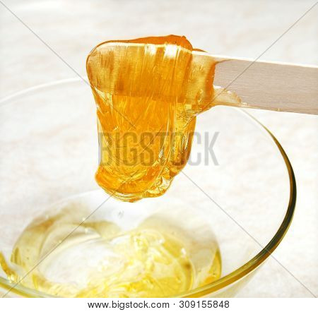 Hot Wax Waxing For Hair Removal Depilation Epilation Procedure Cosmetology Concept