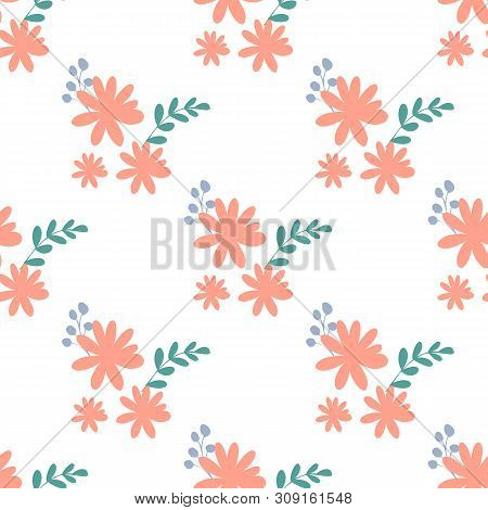Beautiful Pattern With Simple Foolproof Flower Botanical. Wild Botanical Garden Bloom. Flower Backgr