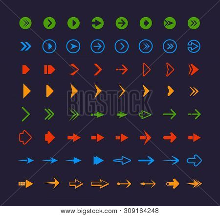 Colored Web Arrows. Infographic Symbols For Website App Icons Vector Arrows. Illustration Of Arrow P