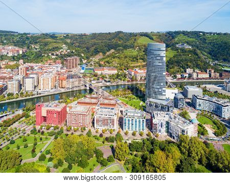 Bilbao Aerial Panoramic View. Bilbao Is The Largest City In The Basque Country In Northern Spain.