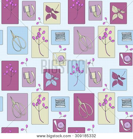 Tailor Tiled Seamless Pattern With Symbols Of Needlework