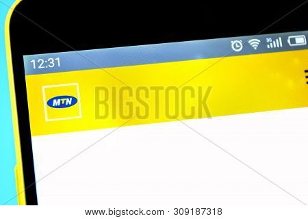 Berdyansk, Ukraine - 12 May 2019: Illustrative Editorial Of Mtn Group Website Homepage. Mtn Group Lo